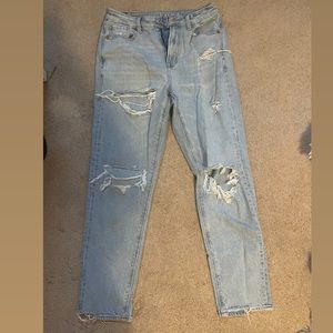 Blue Ripped Mom Jeans